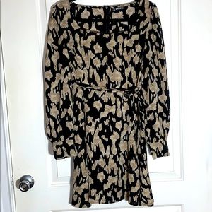 Black and Tan print cocktail dress